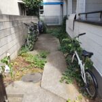 アパート駐輪場の雑草